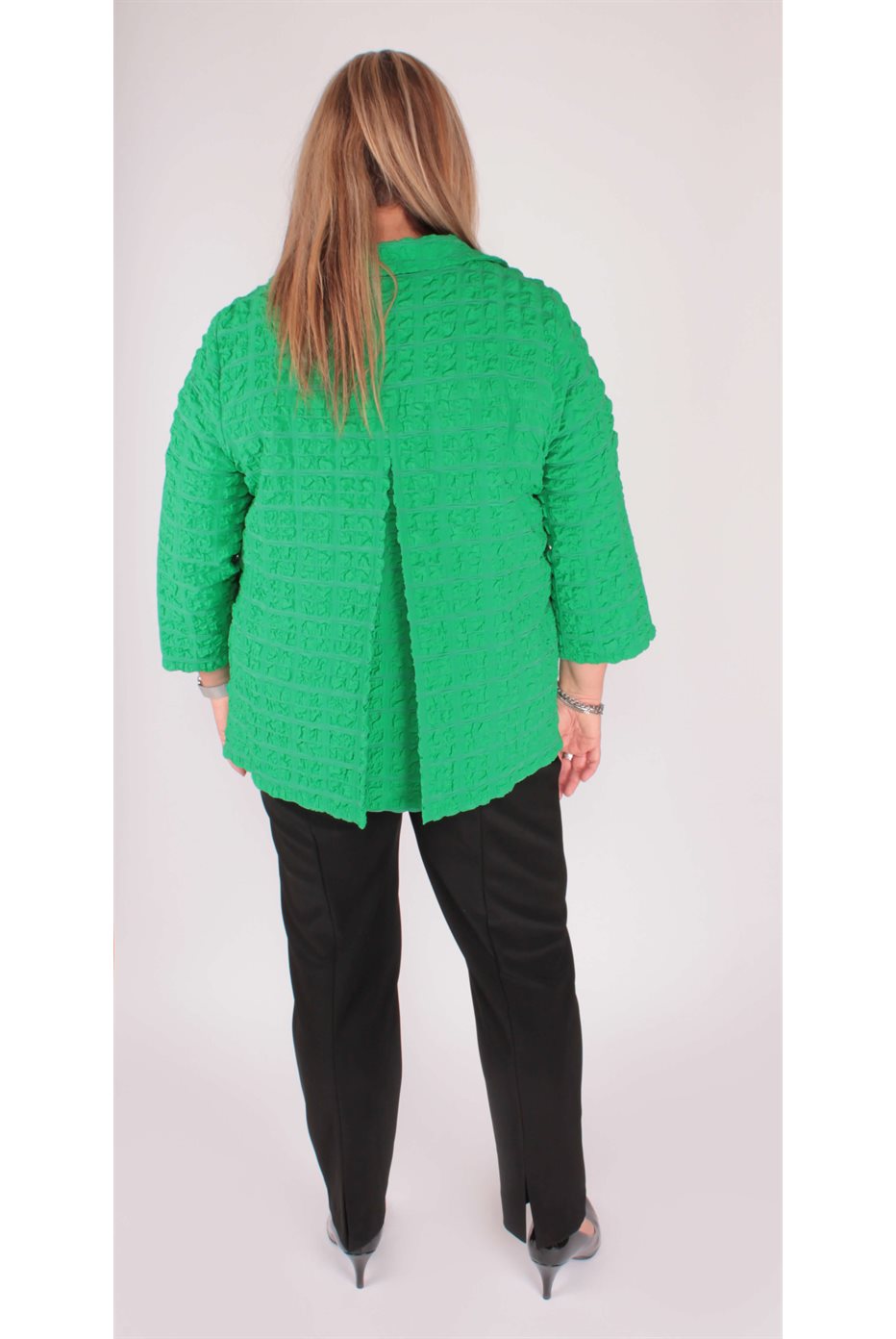 Green Textured and Checkered Jacket